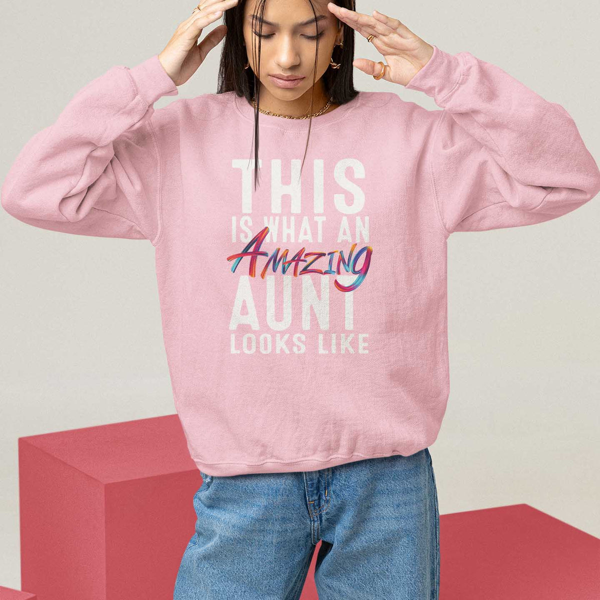 Funny Auntie Sweatshirt This is What an Amazing Aunt Looks Like - Wonder Print Shop
