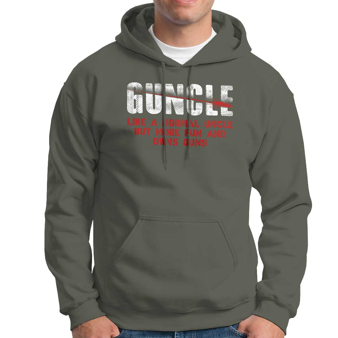 Funny Uncle Hoodie Guncle Like Normal Uncle More Fun Owns Guns - Wonder Print Shop