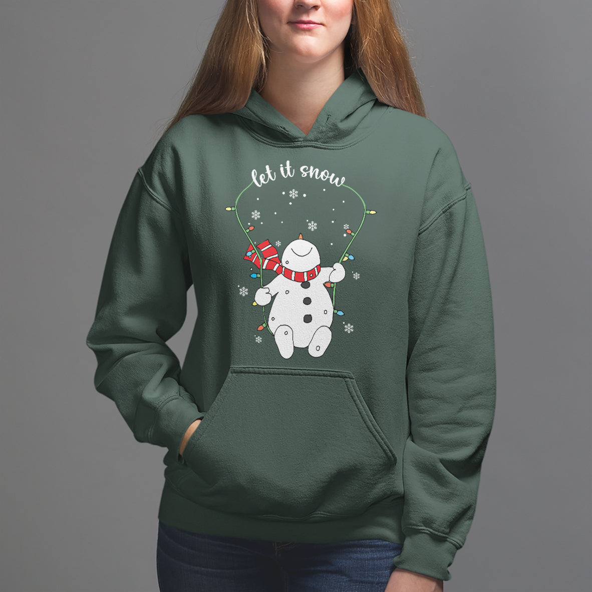 Christmas Hoodie Let It Snow Cute Snowman Xmas - Wonder Print Shop