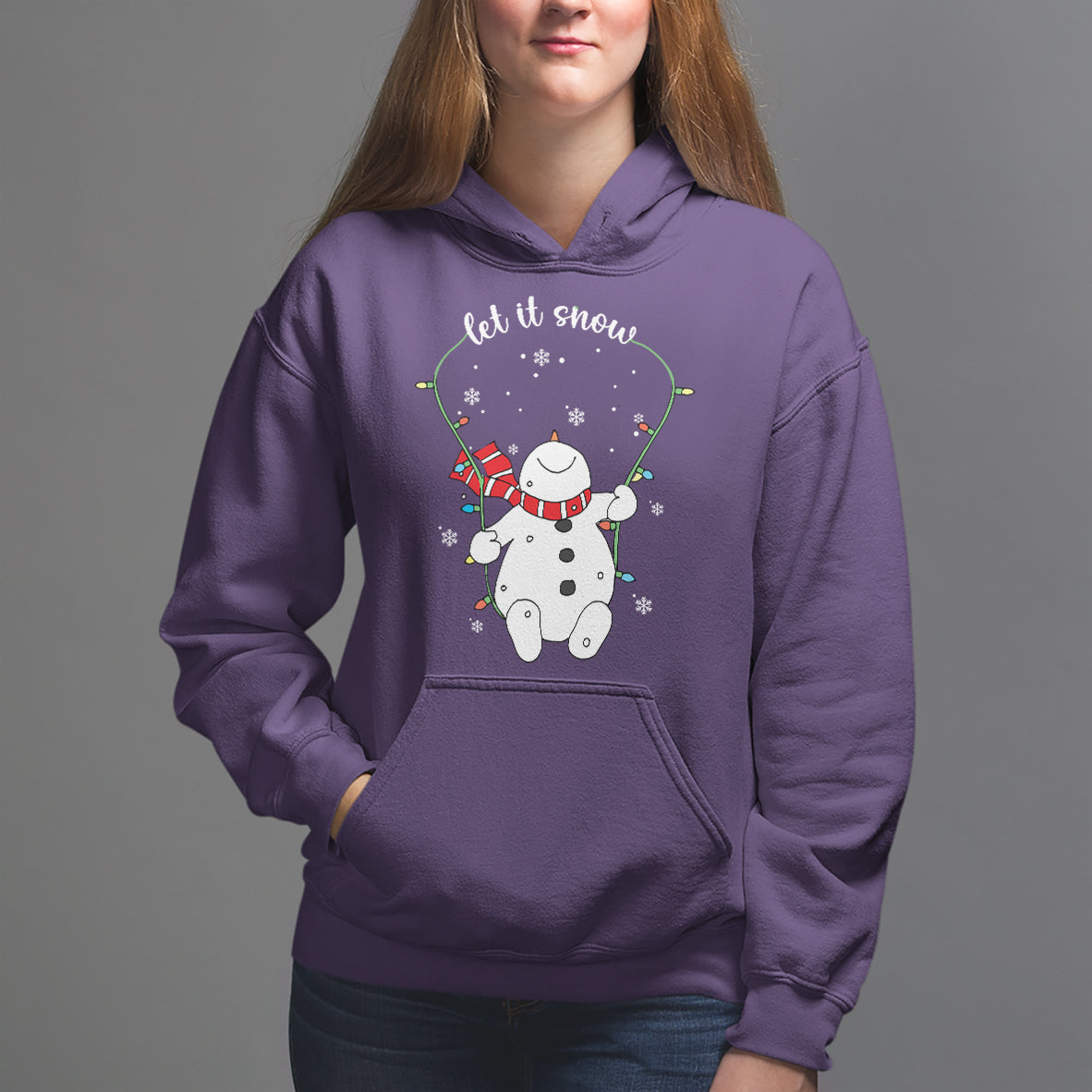 Christmas Hoodie Let It Snow Cute Snowman Xmas - Wonder Print Shop