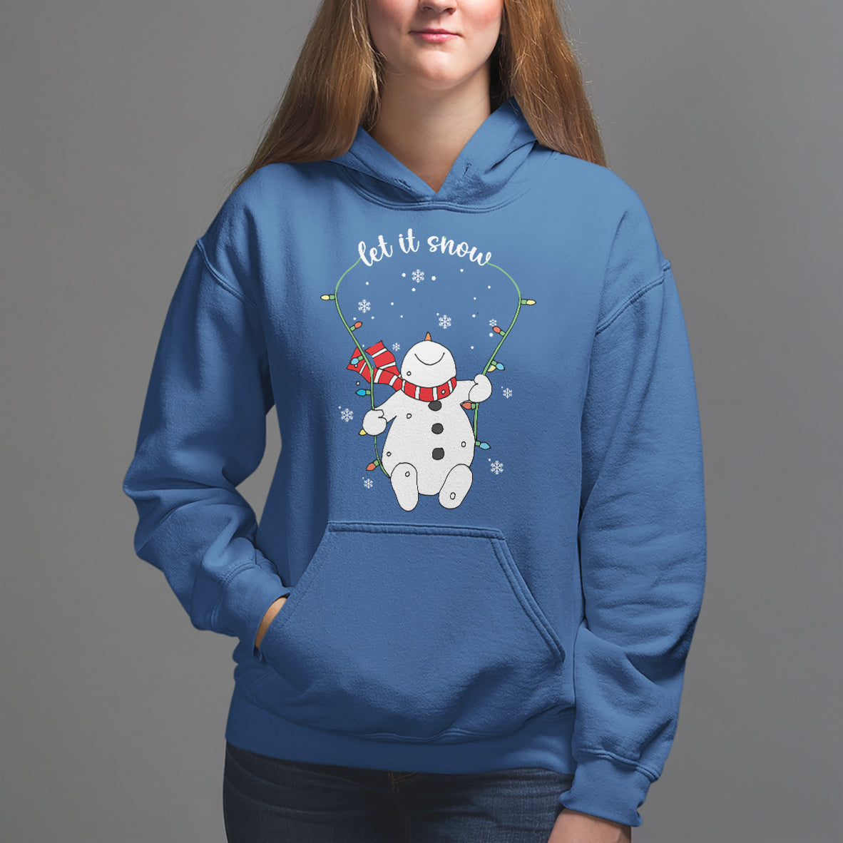 Christmas Hoodie Let It Snow Cute Snowman Xmas - Wonder Print Shop