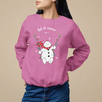 Christmas Sweatshirt Let It Snow Cute Snowman Xmas - Wonder Print Shop