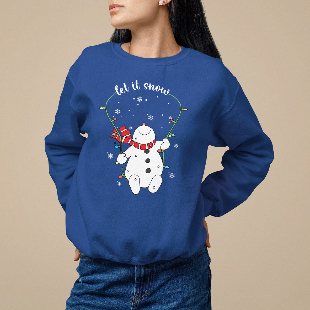 Christmas Sweatshirt Let It Snow Cute Snowman Xmas - Wonder Print Shop