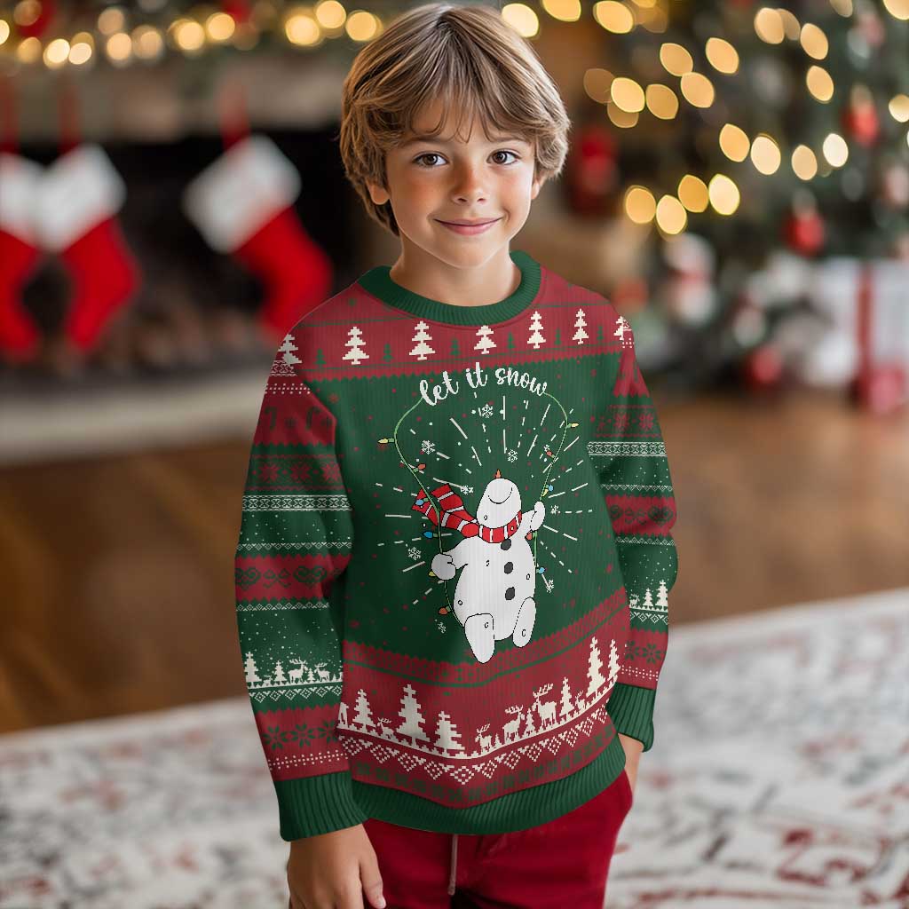 Let It Snow Cute Snowman Xmas Ugly Christmas Sweater - Wonder Print Shop