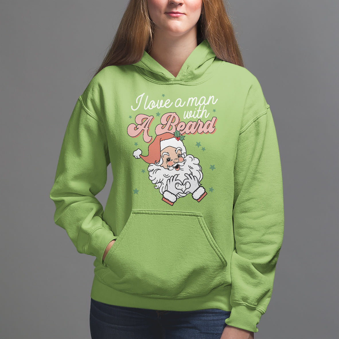 Christmas Hoodie I Love A Man With A Beard Santa Xmas - Wonder Print Shop