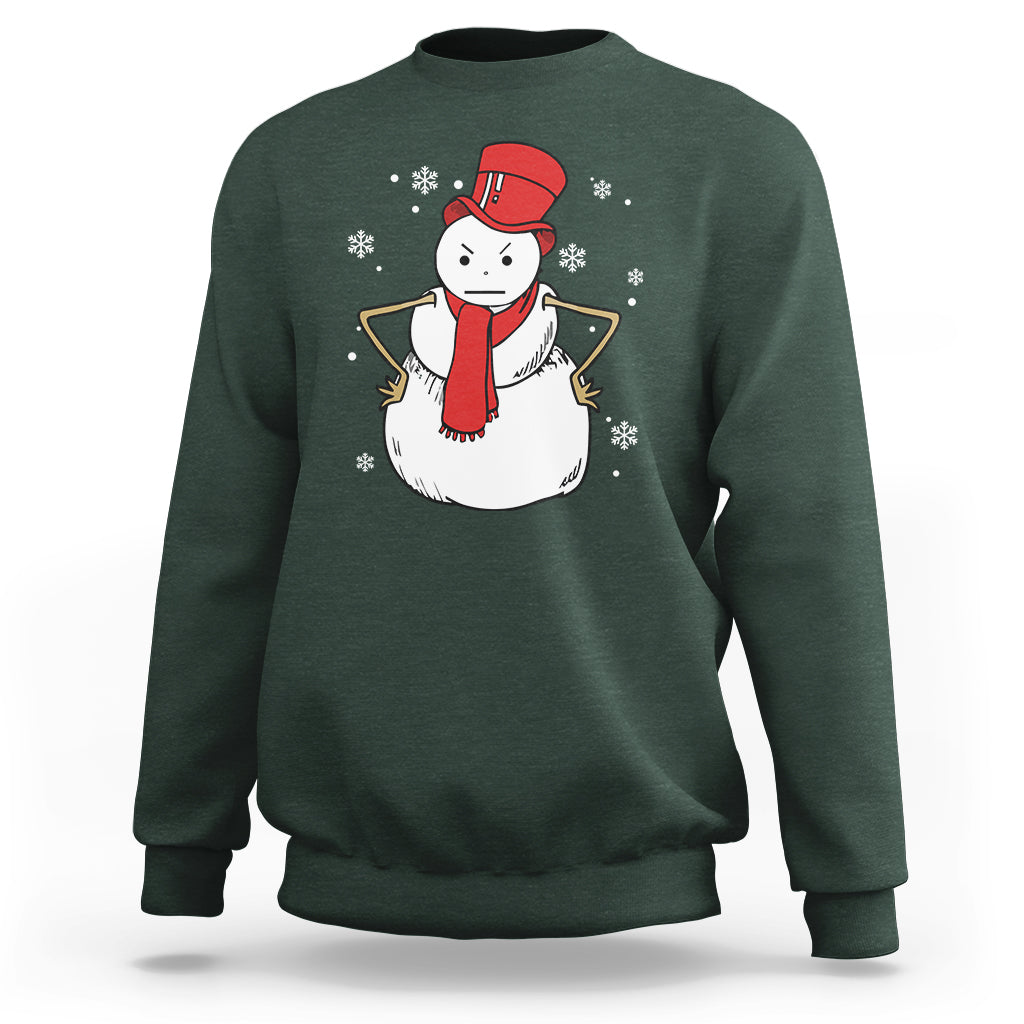 Christmas Sweatshirt Angry Snowman Funny Xmas - Wonder Print Shop