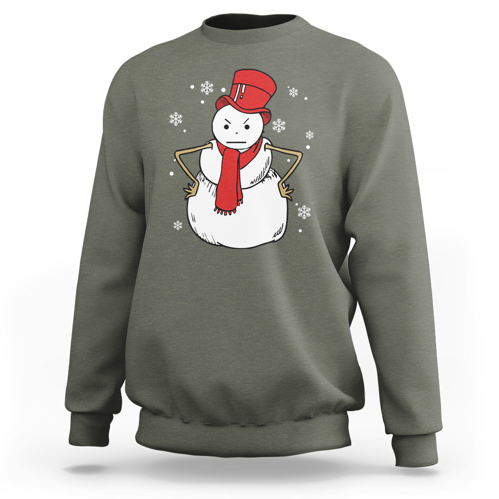 Christmas Sweatshirt Angry Snowman Funny Xmas - Wonder Print Shop