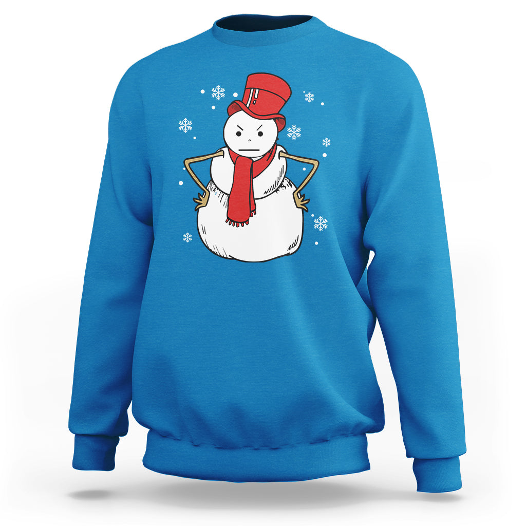 Christmas Sweatshirt Angry Snowman Funny Xmas - Wonder Print Shop