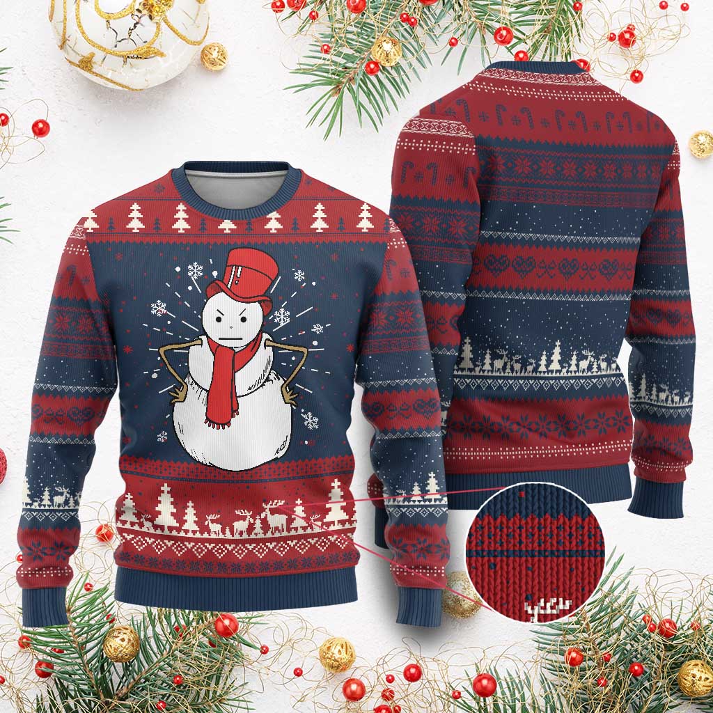 Angry Snowman Funny Xmas Ugly Christmas Sweater - Wonder Print Shop