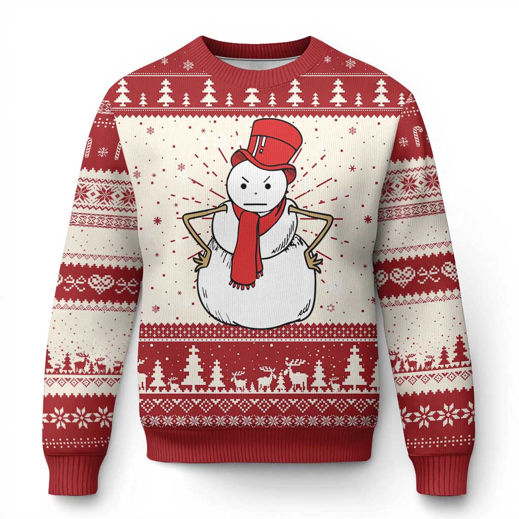 Angry Snowman Funny Xmas Ugly Christmas Sweater - Wonder Print Shop