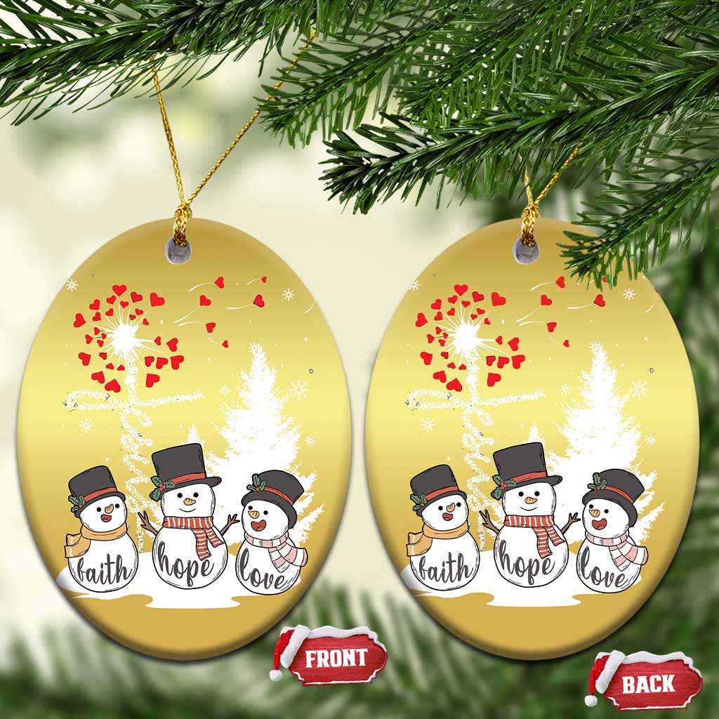 Jesus Christian Christmas Ornament Faith Hope Love Snowman Dandelion Xmas - Wonder Print Shop