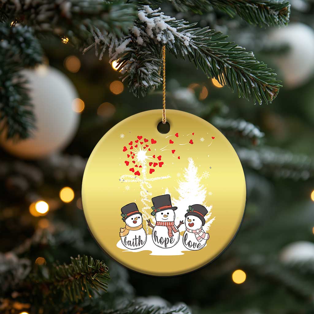 Jesus Christian Christmas Ornament Faith Hope Love Snowman Dandelion Xmas - Wonder Print Shop
