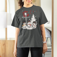 Christmas T Shirt For Women Faith Hope Love Snowman Dandelion Jesus - Wonder Print Shop