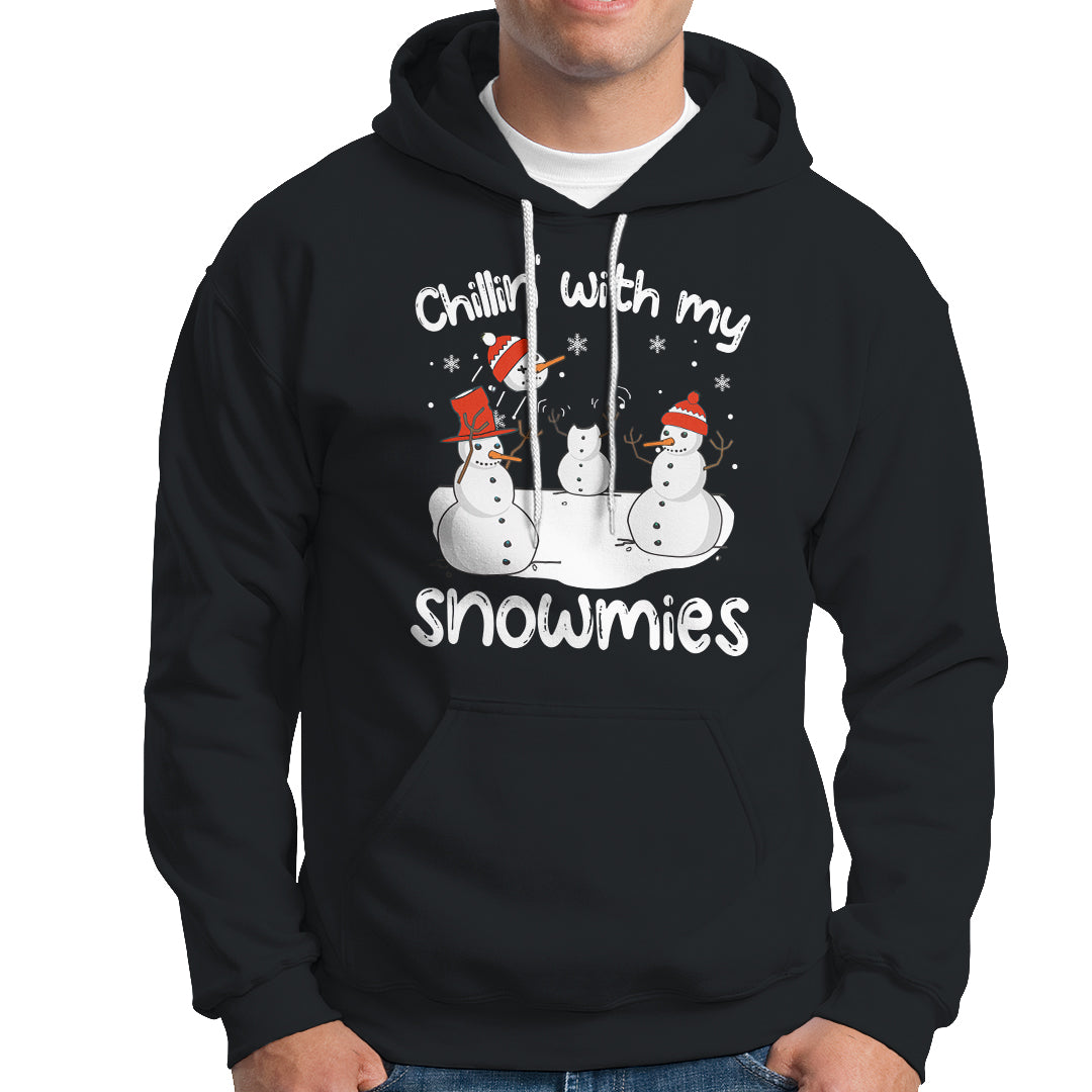 Christmas Hoodie Chillin With My Snowmies Funny Snowman Friendship - Wonder Print Shop