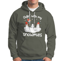 Christmas Hoodie Chillin With My Snowmies Funny Snowman Friendship - Wonder Print Shop
