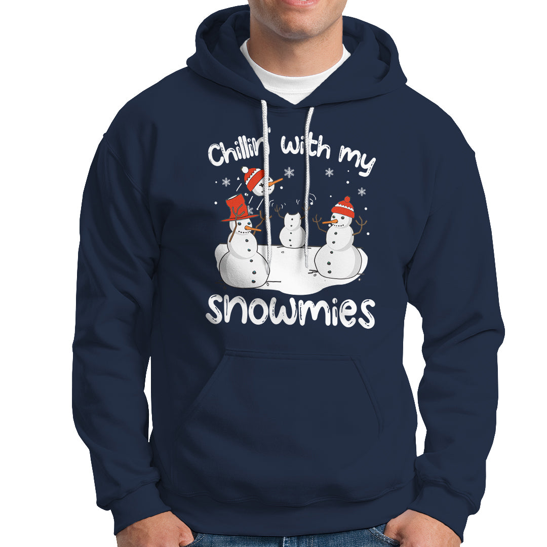Christmas Hoodie Chillin With My Snowmies Funny Snowman Friendship - Wonder Print Shop