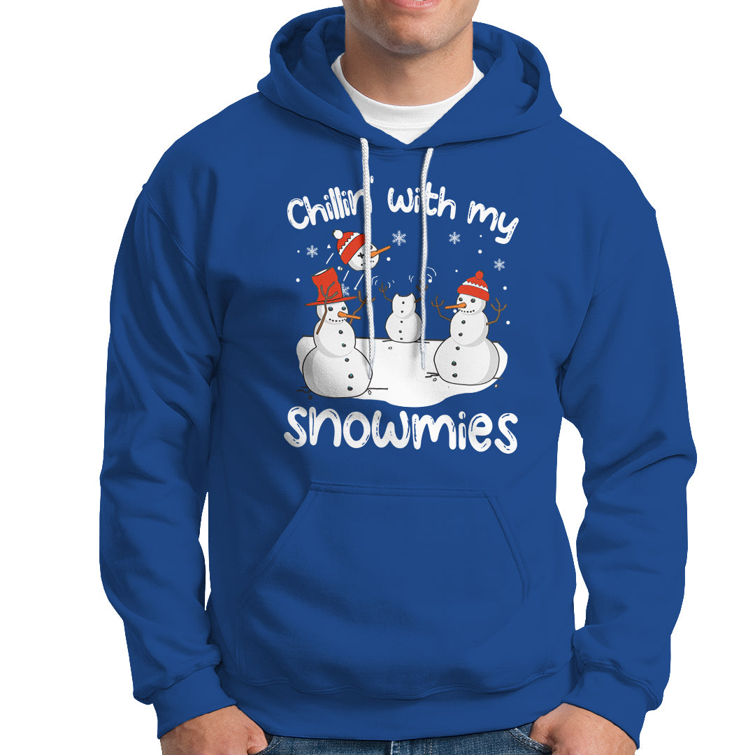 Christmas Hoodie Chillin With My Snowmies Funny Snowman Friendship - Wonder Print Shop