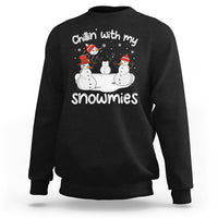 Christmas Sweatshirt Chillin With My Snowmies Funny Snowman Friendship - Wonder Print Shop
