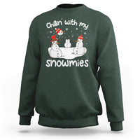 Christmas Sweatshirt Chillin With My Snowmies Funny Snowman Friendship - Wonder Print Shop