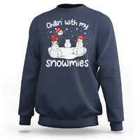 Christmas Sweatshirt Chillin With My Snowmies Funny Snowman Friendship - Wonder Print Shop