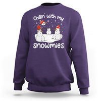 Christmas Sweatshirt Chillin With My Snowmies Funny Snowman Friendship - Wonder Print Shop