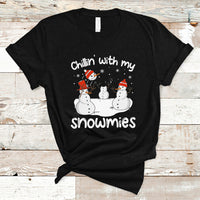 Christmas T Shirt Chillin With My Snowmies Funny Snowman Friendship - Wonder Print Shop