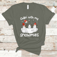 Christmas T Shirt Chillin With My Snowmies Funny Snowman Friendship - Wonder Print Shop