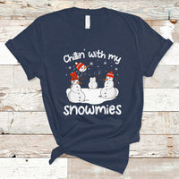 Christmas T Shirt Chillin With My Snowmies Funny Snowman Friendship - Wonder Print Shop