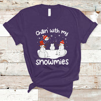 Christmas T Shirt Chillin With My Snowmies Funny Snowman Friendship - Wonder Print Shop