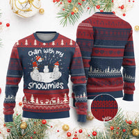 Funny Xmas Ugly Christmas Sweater Chillin With My Snowmies Funny Snowman Friendship - Wonder Print Shop