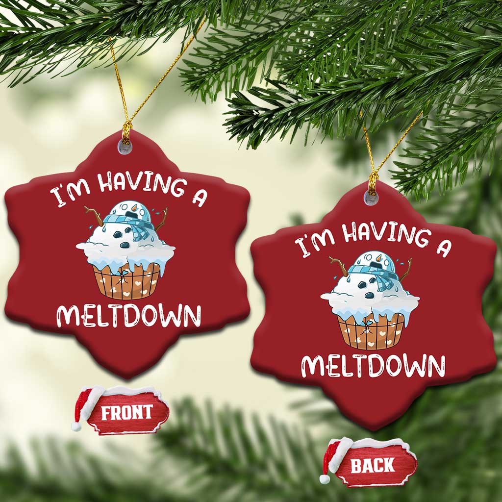 Funny Xmas Christmas Ornament I'm Having A Meltdown Snowman Melting Snow Icecream - Wonder Print Shop