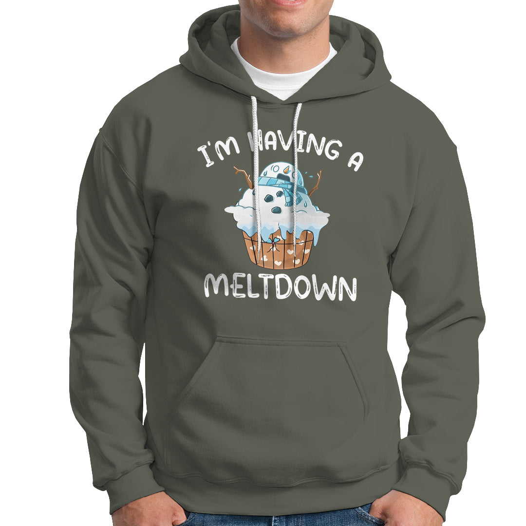 Christmas Hoodie I'm Having a Meltdown Snowman Xmas Melting Snow Icecream - Wonder Print Shop