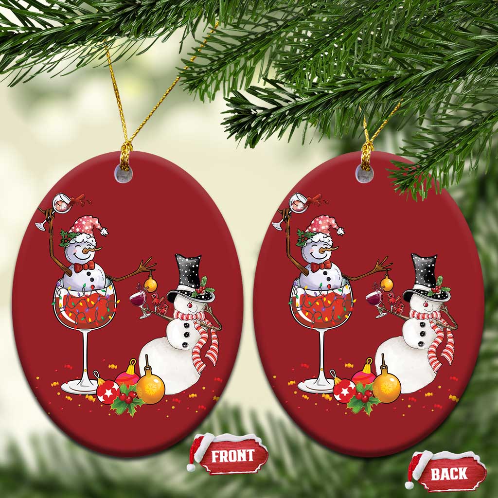 Funny Xmas Drinking Party Christmas Ornament Snowman Cheer Wine - Wonder Print Shop