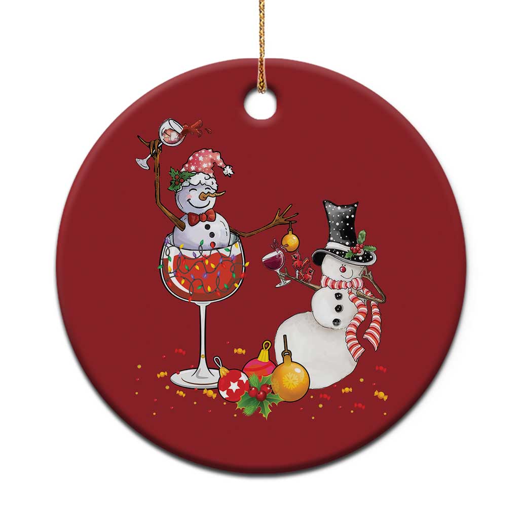 Funny Xmas Drinking Party Christmas Ornament Snowman Cheer Wine - Wonder Print Shop