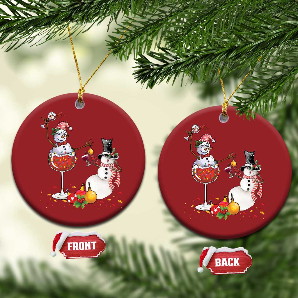 Funny Xmas Drinking Party Christmas Ornament Snowman Cheer Wine - Wonder Print Shop