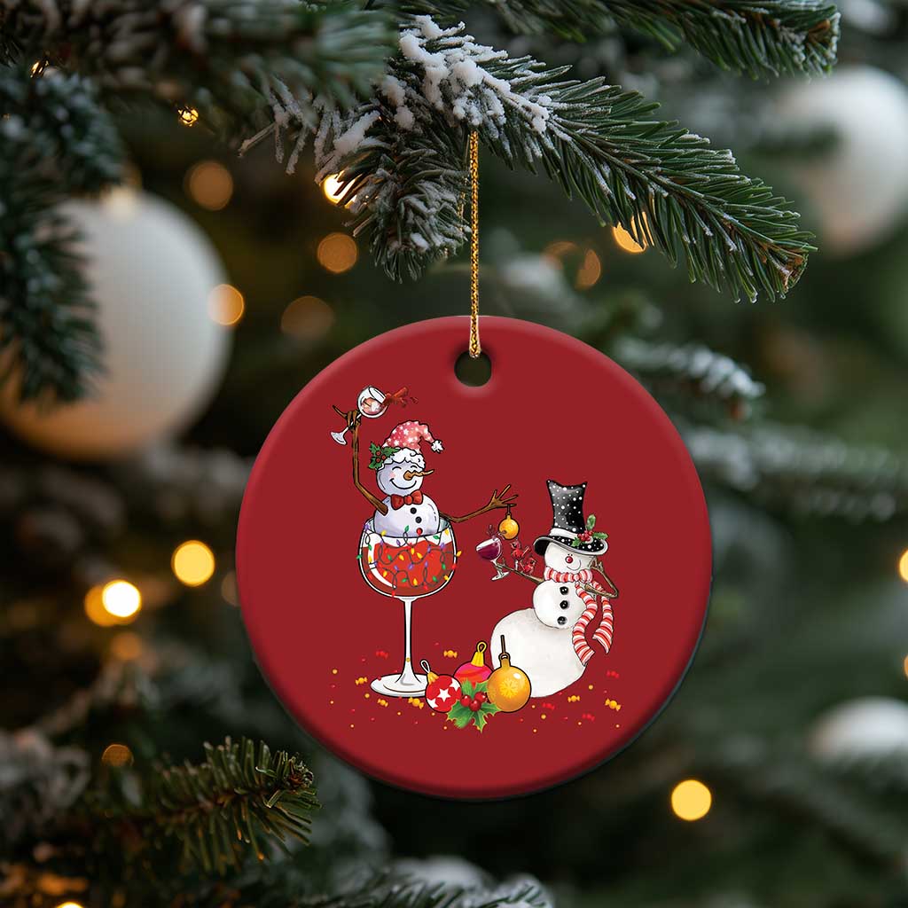 Funny Xmas Drinking Party Christmas Ornament Snowman Cheer Wine - Wonder Print Shop