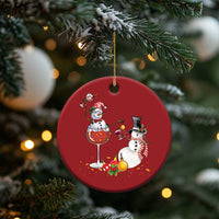 Funny Xmas Drinking Party Christmas Ornament Snowman Cheer Wine - Wonder Print Shop