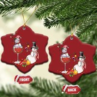 Funny Xmas Drinking Party Christmas Ornament Snowman Cheer Wine - Wonder Print Shop