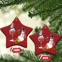 Funny Xmas Drinking Party Christmas Ornament Snowman Cheer Wine - Wonder Print Shop
