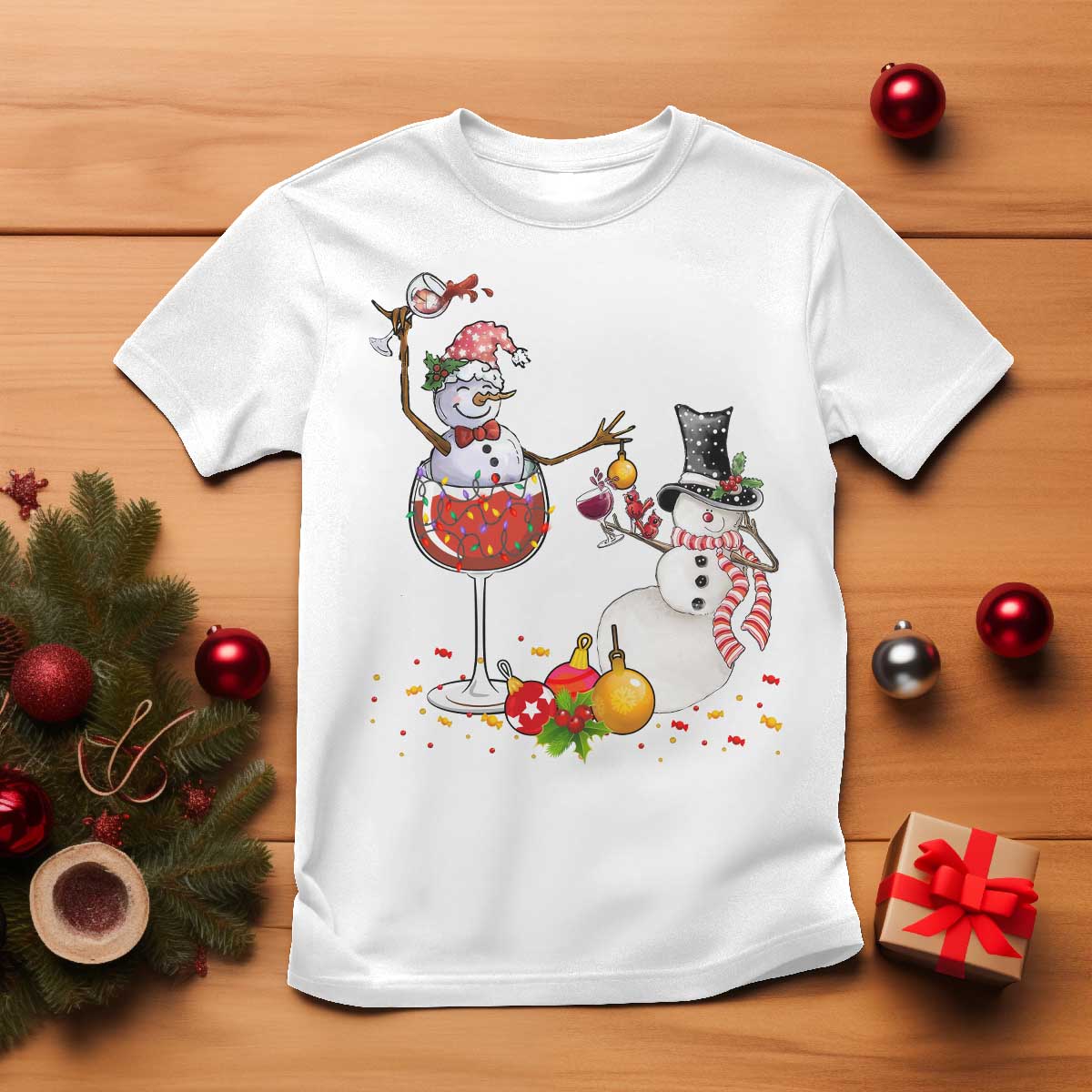 Christmas T Shirt Snowman Cheer Wine Beer Funny Xmas Drinking Party - Wonder Print Shop