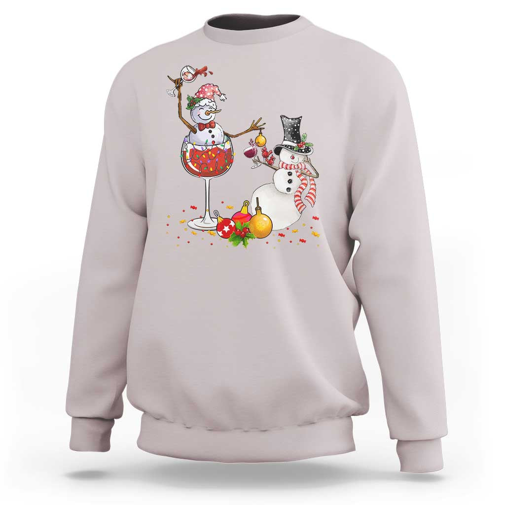 Christmas Sweatshirt Snowman Cheer Wine Beer Funny Xmas Drinking Party - Wonder Print Shop