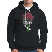 Skeleton Hand Red Rose Flowers Skull Hoodie - Wonder Print Shop