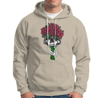 Skeleton Hand Red Rose Flowers Skull Hoodie - Wonder Print Shop