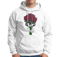 Skeleton Hand Red Rose Flowers Skull Hoodie - Wonder Print Shop