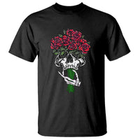 Skeleton Hand Red Rose Flowers Skull T Shirt - Wonder Print Shop