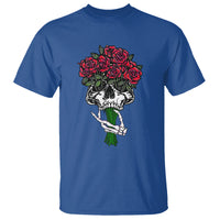 Skeleton Hand Red Rose Flowers Skull T Shirt - Wonder Print Shop