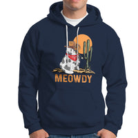 Meowdy Cat Cow Funny Howdy Meme Western Cowboy Hoodie - Wonder Print Shop