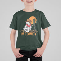 Meowdy Cat Cow Funny Howdy Meme Western Cowboy T Shirt For Kid - Wonder Print Shop