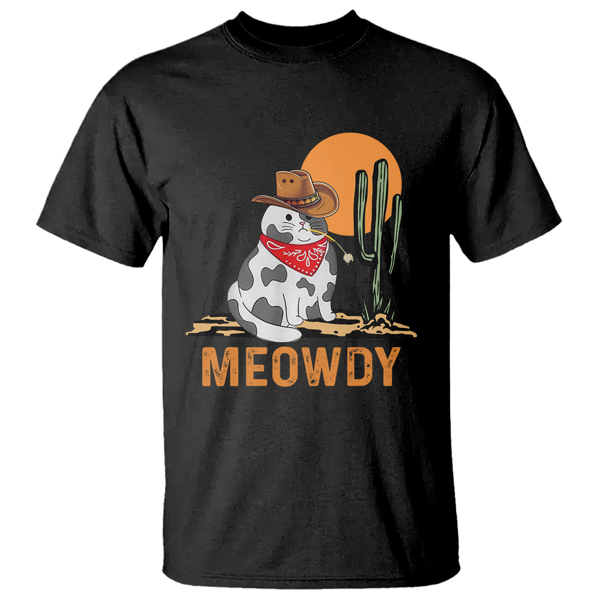 Meowdy Cat Cow Funny Howdy Meme Western Cowboy T Shirt - Wonder Print Shop