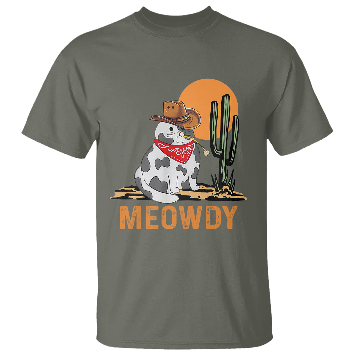 Meowdy Cat Cow Funny Howdy Meme Western Cowboy T Shirt - Wonder Print Shop